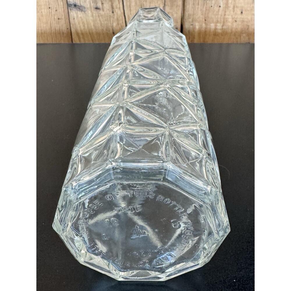 Vintage Mid Century Diamond Pattern Glass Whiskey Decanter 1950s/60s 12” - Picture 7 of 16